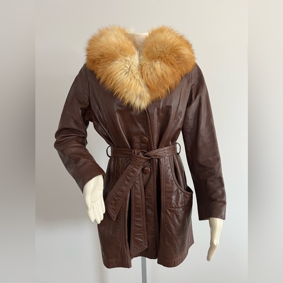 House of Leather Jacket with Genuine Fox Fur Collar – Vintage - Picture 1 of 16